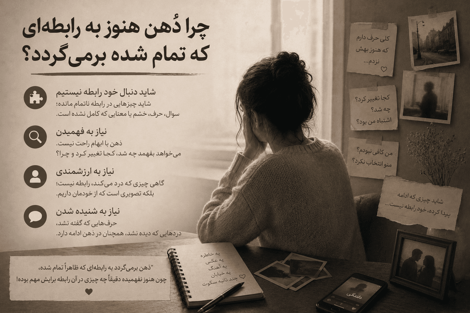 چرا ذهن هنوز به رابطه ای که تمام شده برمیگردد؟